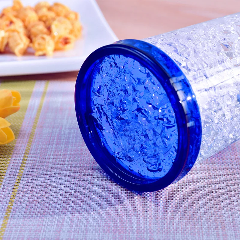 Customized 16oz Double Wall Insulated Freezer Beer Mug Plastic Ice Mug With Gel