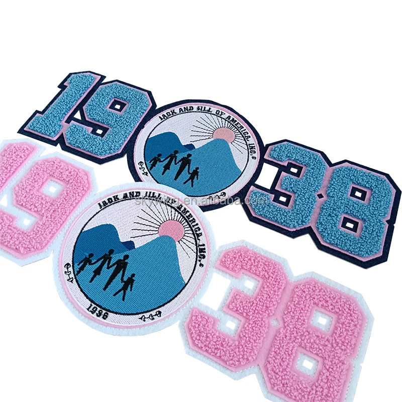 Chenille Greek Letters Sorority Pink And Blue Jack And Jill of America Inc Round 1938 Year Chenille Embroidery Iron on patch