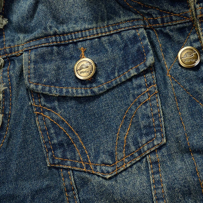 Blue Cowboy Waistcoat Street Wear Washed Sleeveless denim mens utility vest for men