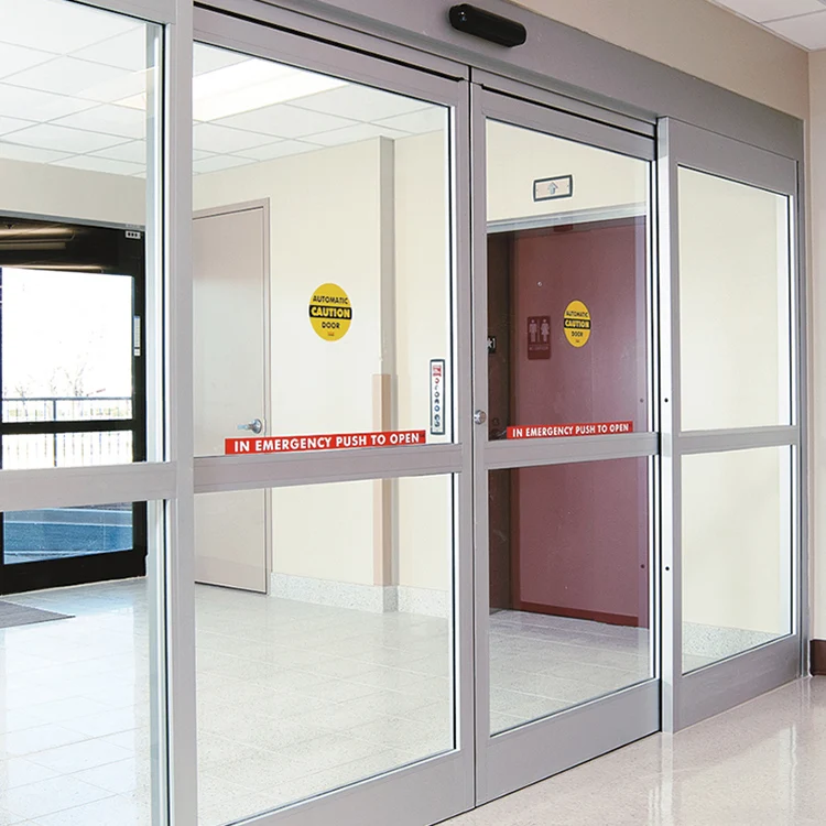 Security Automatic Sliding Doors Graphic Design Closet Doors for Homes Exterior Patio Aluminum Framed Glass Modern Supermarket