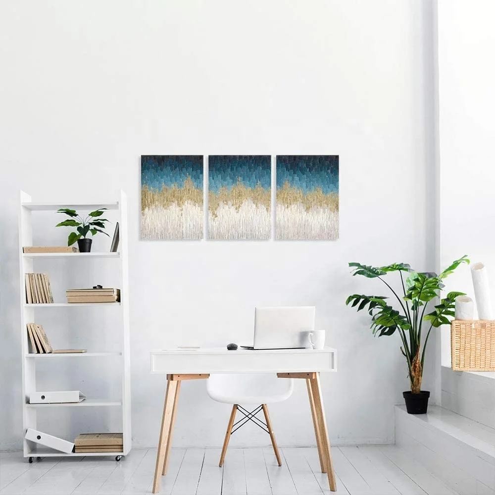 Modern Live Room Hand Painted Oil Painting Nordic Wall Art With Frame Canvas Print Custom 3 Panel Abstract Oil Painting