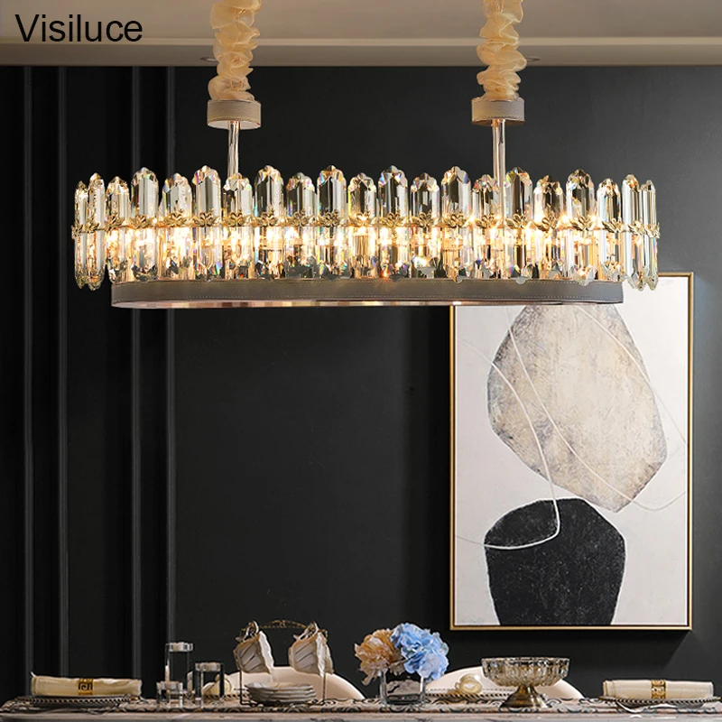 2021 New Contemporary Design Gold K9 Crystal Pendant Lamp Decorative Living Room Bedroom Modern Chandelier
