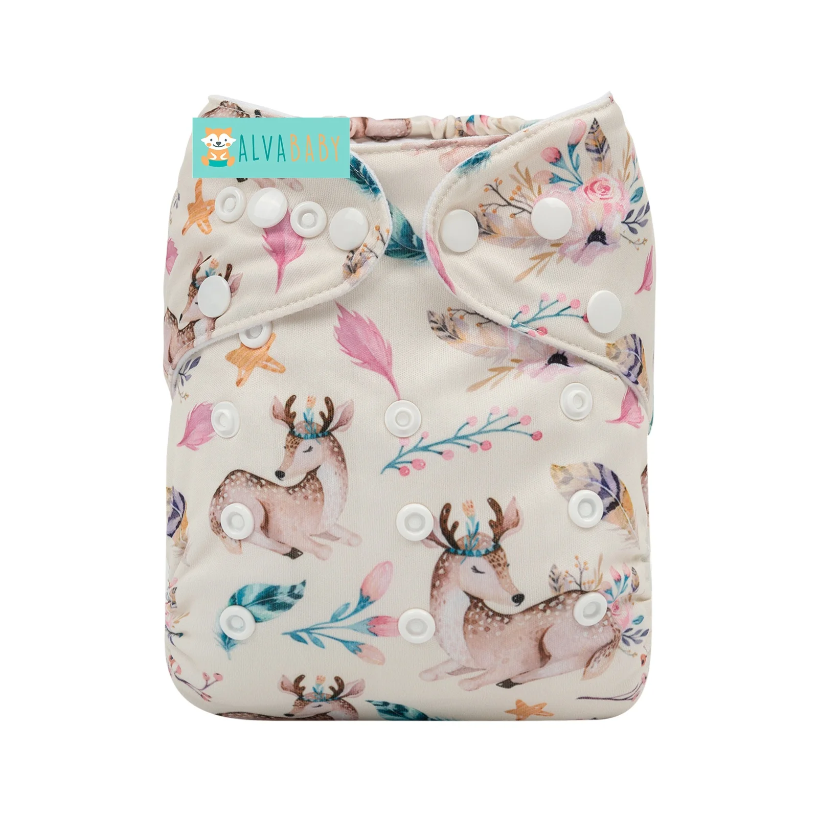 ALVABABY Wholesaler Deer Pattern Cloth Diaper Digital Printed Breathable Ecological Cloth Nappy