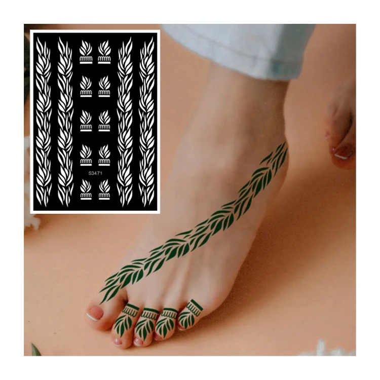 Wholesale India Henna Hollow Stencil Foot Back Wrist Bride Tattoos Hollow Sticker Hand drawn Tattoos Template Stencils