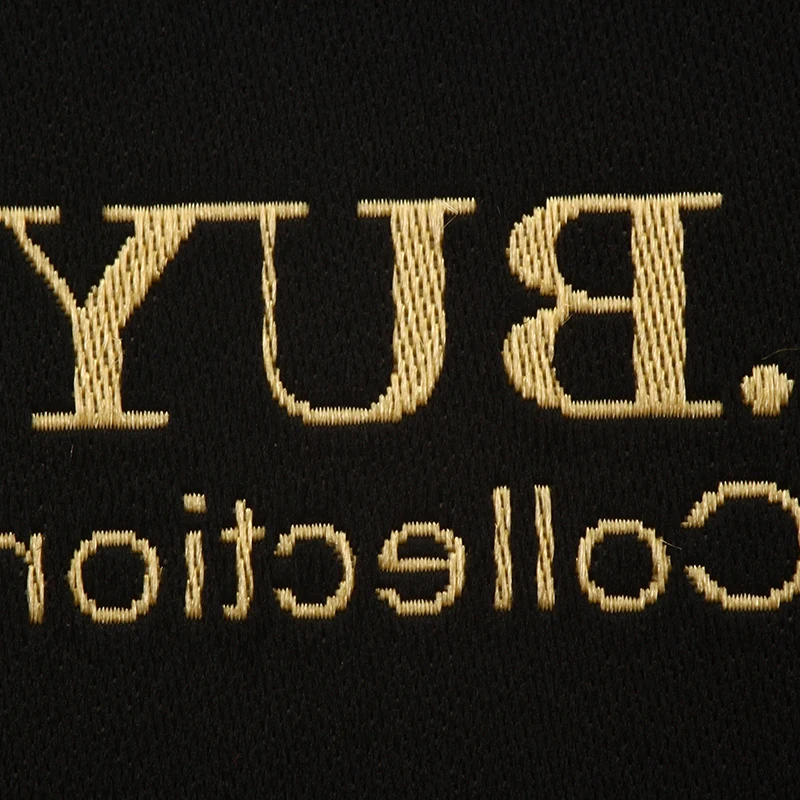 
High Density Custom Luxury Necktag Premium Glossy Shiny Thread Neck Tag Woven Label For Coats 