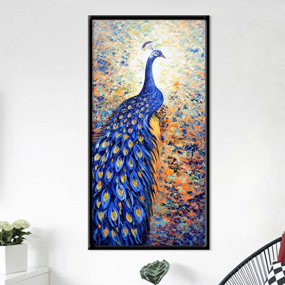 Modern 5d Diamond Painting Beautiful Wall Art Peacock Crystal Porcelain Decorative Paintings
