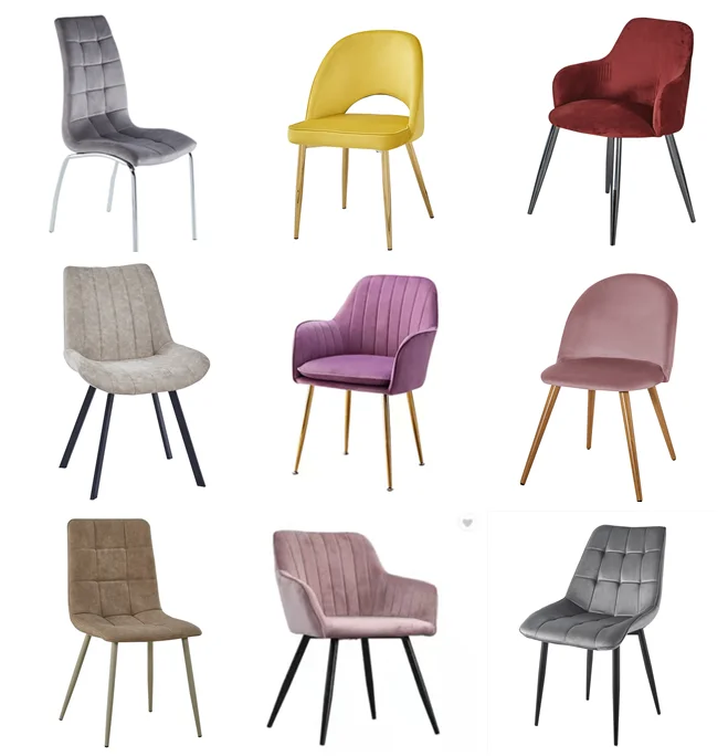 Wholesaler Modern Nordic Dining Furniture Luxury Pink Upholstered Room Golden Legs Velvet Dining Chairs
