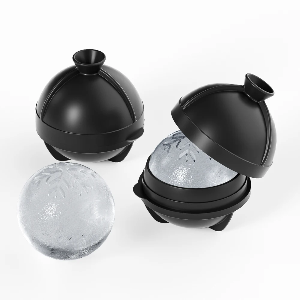 BPA free Food Grade Snowflake Large 2.5 Inch Sphere Cocktail Silicone Ice Cube Tray Christmas Tree Ice Ball Mold For Whiskey