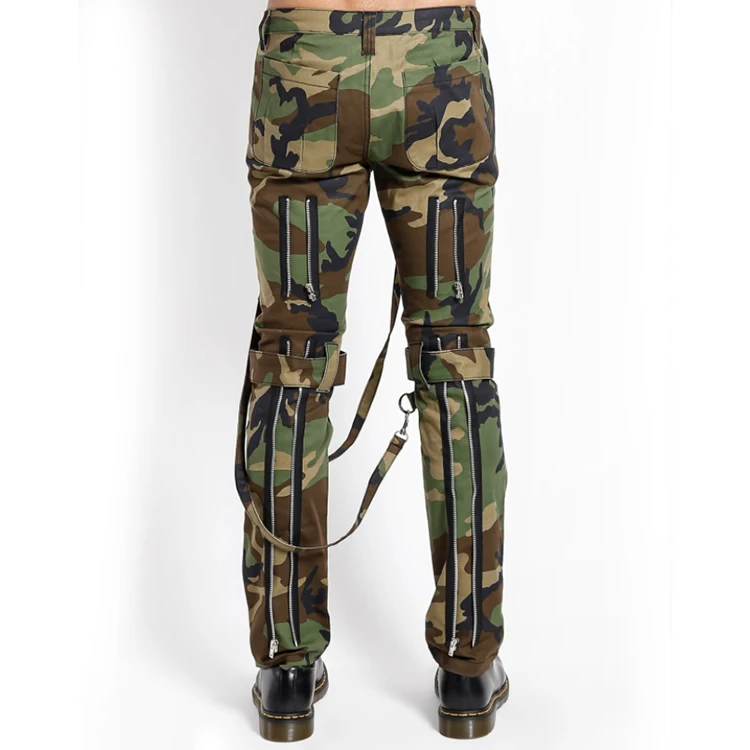 DiZNEW Streetwear Wholesale Zipper Mens Slim Fitting Camo Cargo Jeans Pants