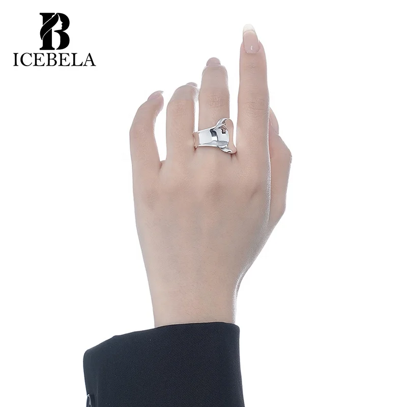 ICEBELA Dainty 925 Silver Fine Jewelry Simple Custom Adjustable Wholesale Price Sterling Silver Vintage Minimalist Ring