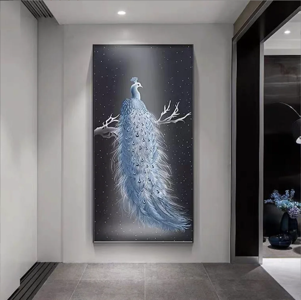 Factory direct selling porch painting high-grade peacock diamond hanging painting