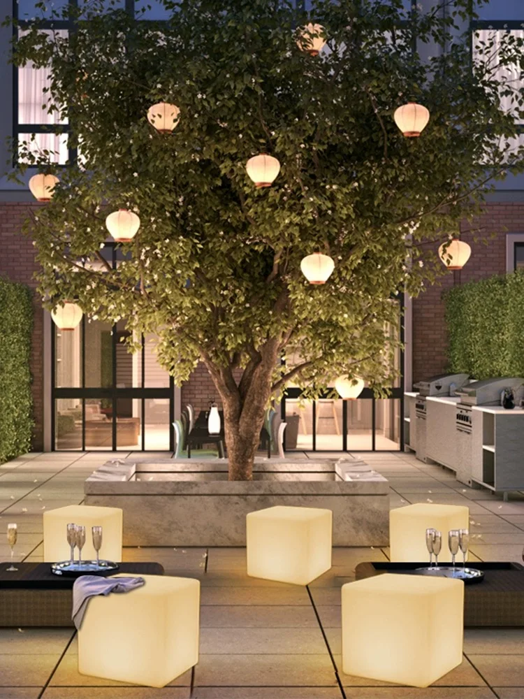 Rechargeable led plastic Nightclub Bar furniture Led cube lighting seat Led Cube Chair Stool Light