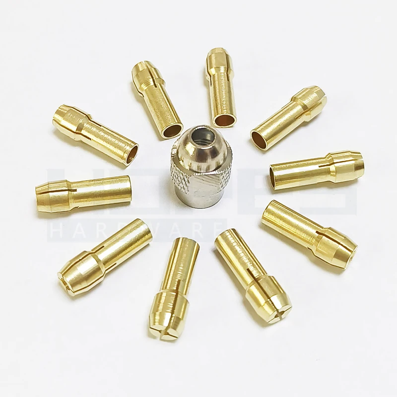 11pcs Copper brass Chuck 0.5-3.2mm grinder drill bits Collet adapter Converter for Electric grinder accessories with clamp nut