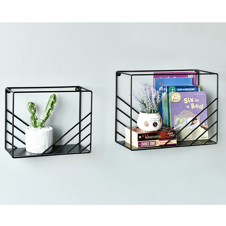 
INS 2019 Wholesale high quality cheap black metal iron wire mesh wall shelf 
