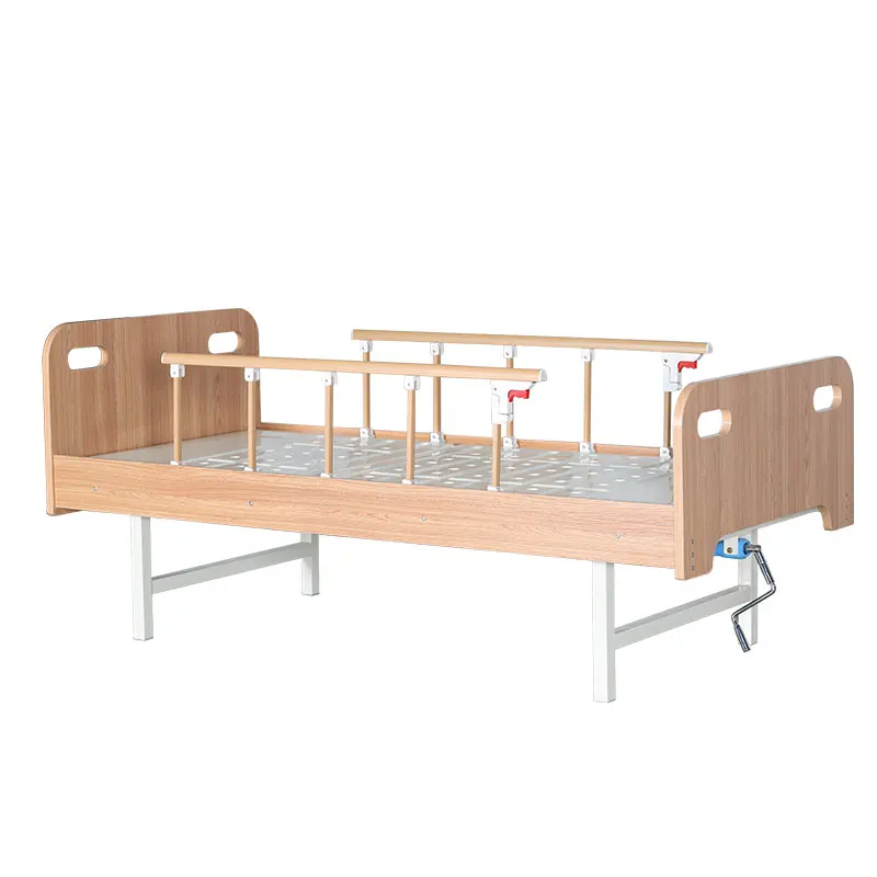 Wooden Manual Home-care Bed Hospital Nursing Bed For Elderly With Two Functions For Medical Equipment