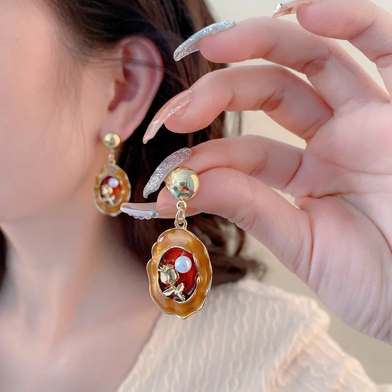 2024 Trendy Plating Sterling 925 Silver & 18K Gold Earrings Trendy Wedding & Party Jewelry with Pearl Inlay