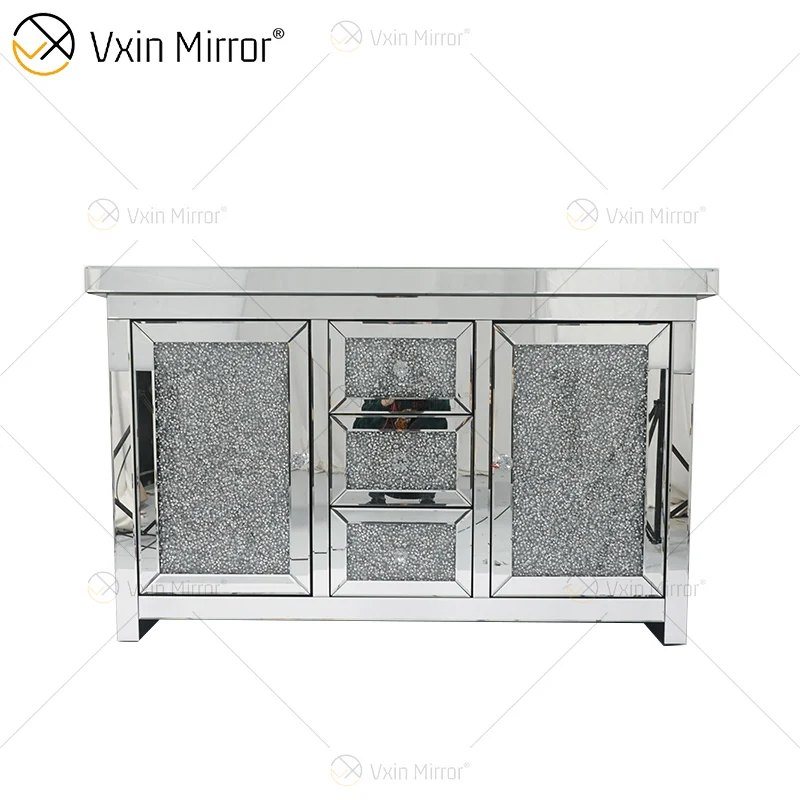 7 ящиками WXF-146 современные Серебристые зеркальные мебель для гостиной шкаф с Мути выдвижными ящиками