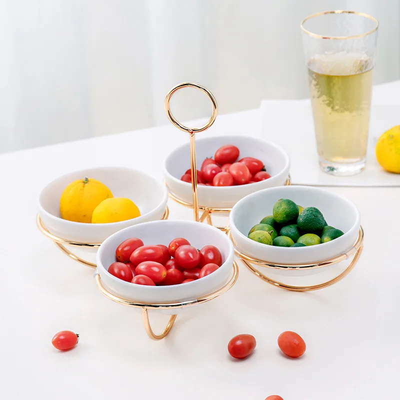 Ceramic Appetizer Serving Tray Snack Candy Fruit Nut Serving Tray with Handle