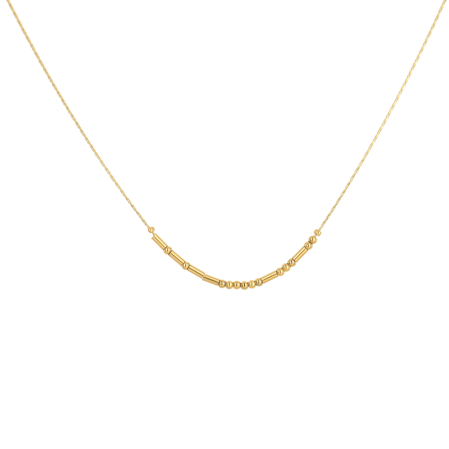 Joycuff Wholesale Delicate Tiny Gold Beaded Necklace Personal Morse Code Necklace for women gils