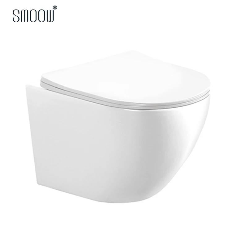 Wall Mounted Toilet Bowl Ceramic Chaozhou Factory One-time Glaze Colored Matt White One Piece 1 Set Flush Pipe Component Modern