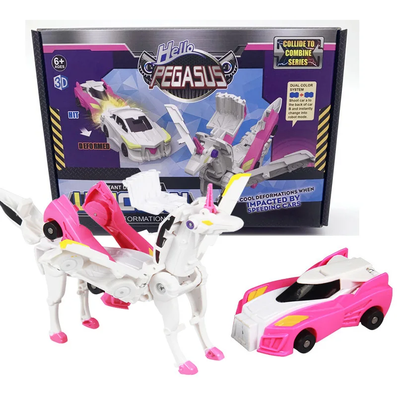 Tiktok Hot selling Cool Transformed Car  Popular Deformation Unicorn Plastic Deform Car Toy For Children