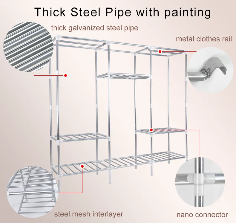 
Can Be Customized Easy To Disassemble Metal Frame Luxury Wardrobe Specifications 