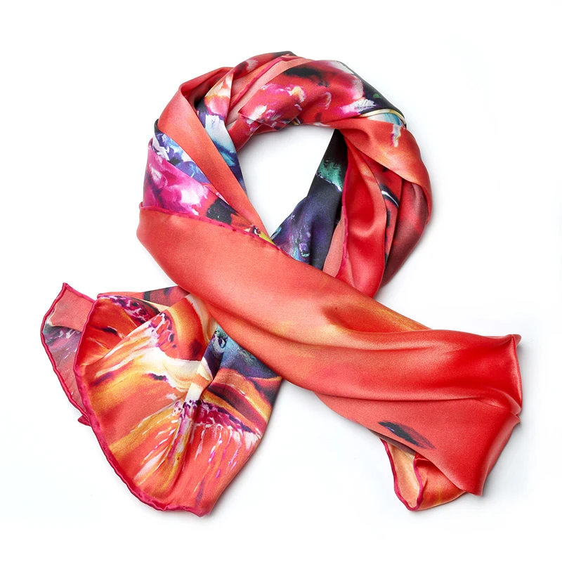 
Silk Scarf Print Custom Designs Digital Printing Women OEM Select Tie Long Style KAYO Fabric Collections Pattern Pcs Color Type 