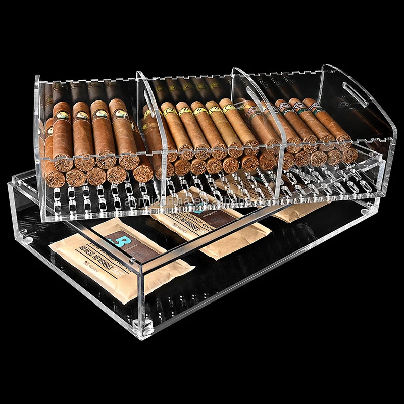 Acrylic high clear cigar box black acrylic cigar humidor cabinet acrylic custom manufacturer