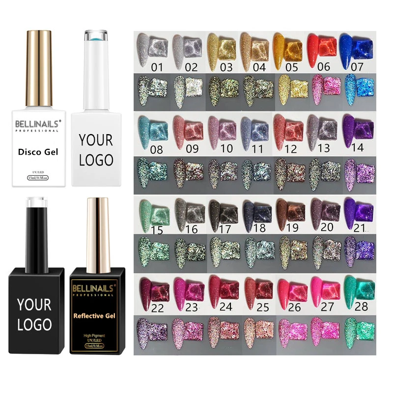 15ML Glitter Gel Nail Polish Carat Diamond Reflective Gel Semi Permanent UV Varnish Gel Nail Art Effect Nail
