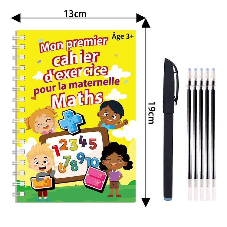 French Children 3D Calligraphy Reusable Line Exercise Book Drawing Numbers Copybook