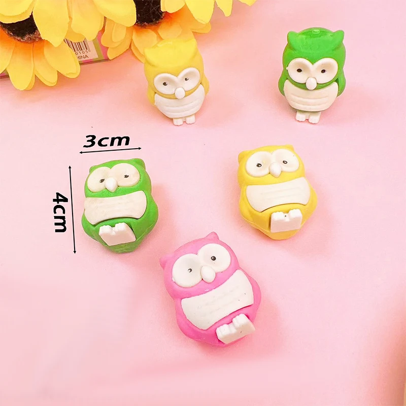 1 Piece Per Pack Cartoon Novelty 3D Owl Shape Hot Sale Custom Kawaii Fancy Erasers For Children