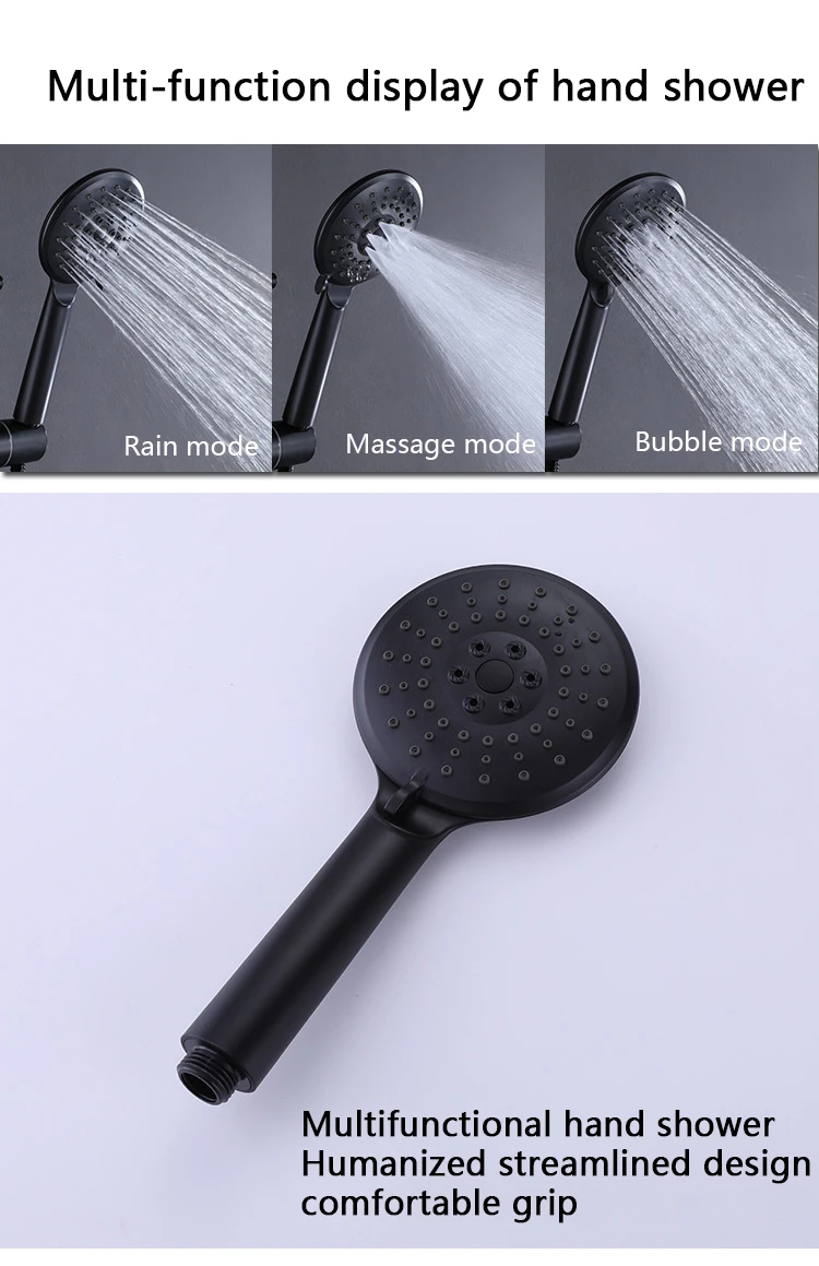 European style shower wall-mounted black shower set bathroom rain shower head