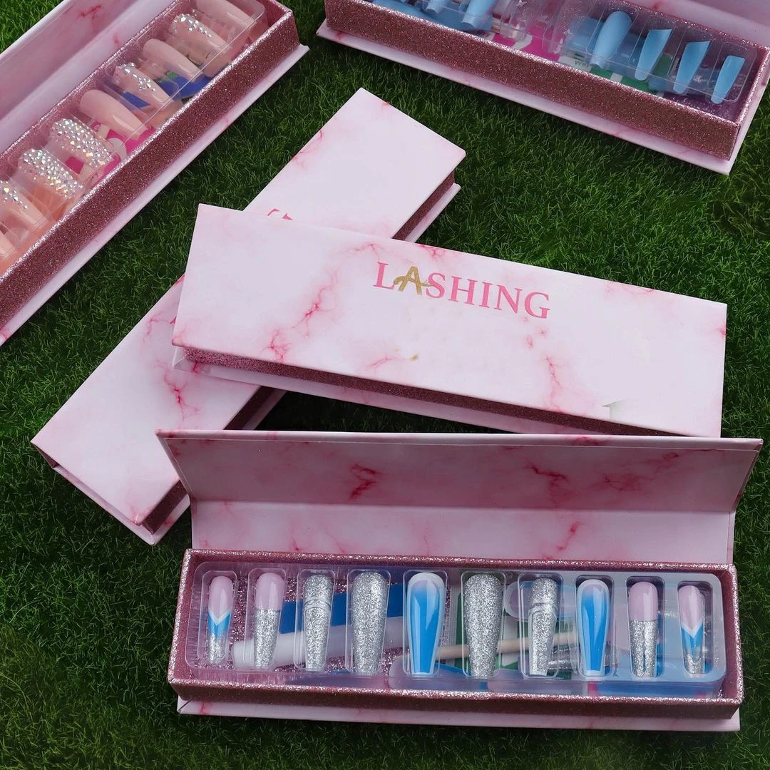 Custom Packaging Professional French Design Glossy False Nail Tips With High Quality Material Press On Gel Nails