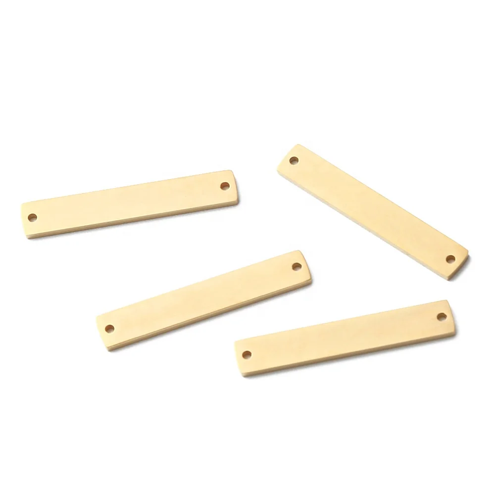 Stainless Steel  Pendant Bracelet DIY Handmade Necklace Earring Geometric Double Hole Rectangle Bar Accessories