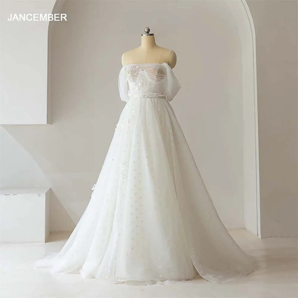 Off Shoulder Graceful Lace Strapless Bridal Gowns Wedding Dress Jancember RL230-2
