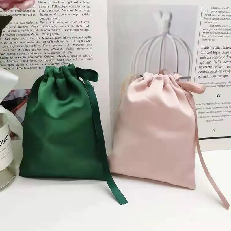 Cheaper factory price satin wig pouch bag custom logo satin bag packaging for jewelry