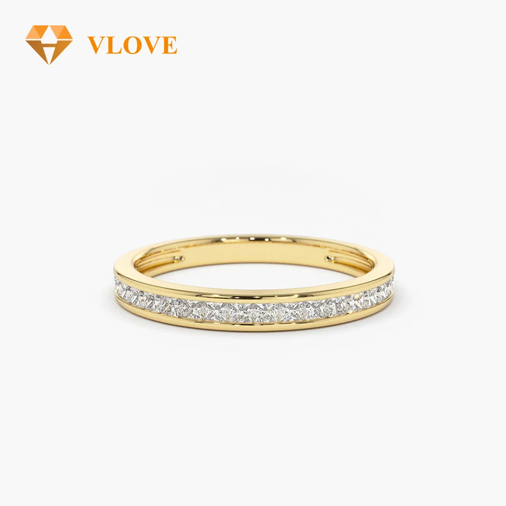 VLOVE, сделанное на заказ, ювелирные изделия, обещанные кольца, 14k, канальное кольцо для принцесс, Половина Вечности, бриллиантовое кольцо