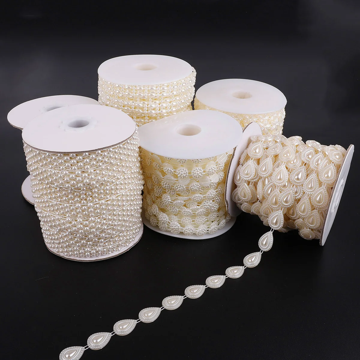 1.5/2M/bag Multi-size ABS Imitation Ivory Pearl Beads Chain Trim For DIY Wedding Party Decoration Clothing Craft Accessories