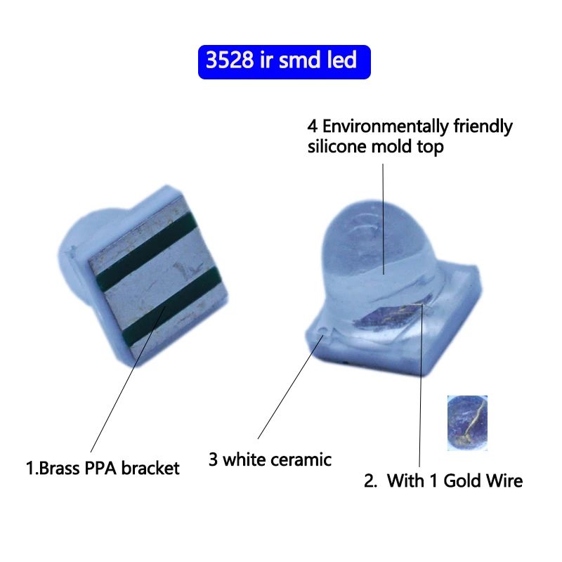 Epields 3535 3838 чип 1-3 Вт высокой мощности SMD светодиодный Диод 1300 нм инфракрасный с 30-градусным объективом для монитора