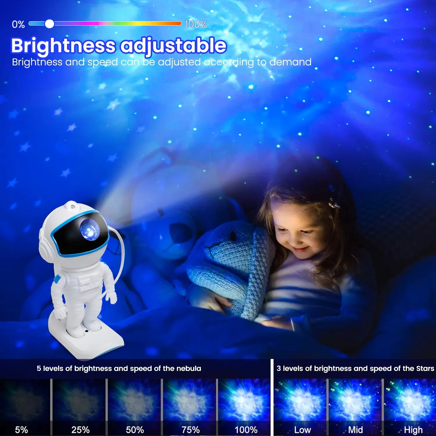 Skiing Astronaut Galaxy Projector Colorful Nebula Starry Sky Night Projector Smart Remote Control Led Desk Lamp For Bedroom