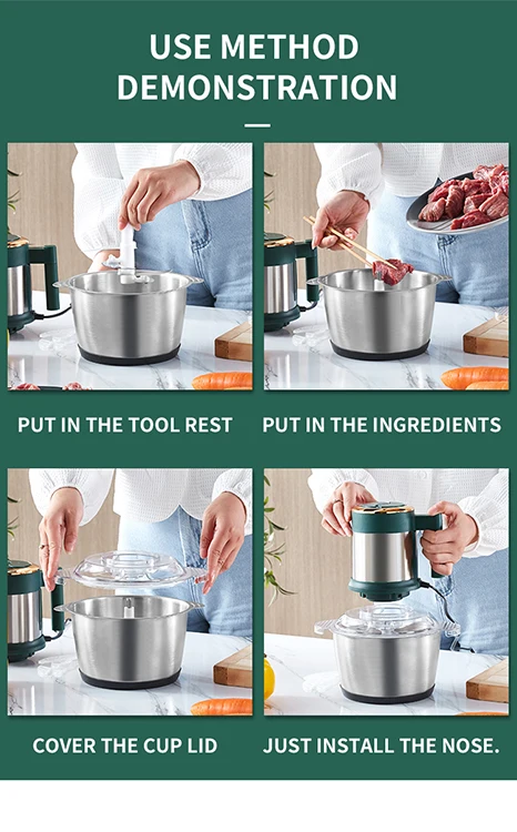 5 Blade Heat And Slip Heat Resistant Meat Chopper Masher And Smasher Electronic Meat Chopper Mini Electric 3L Meat Chopper