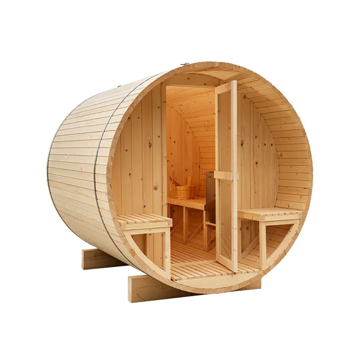 Outdoor Barrel Sauna Room Hemlock/White pine/Red crdar Traditional Harvia Heater Sauna Spa Room Sauna Capsule for 4-6 Person