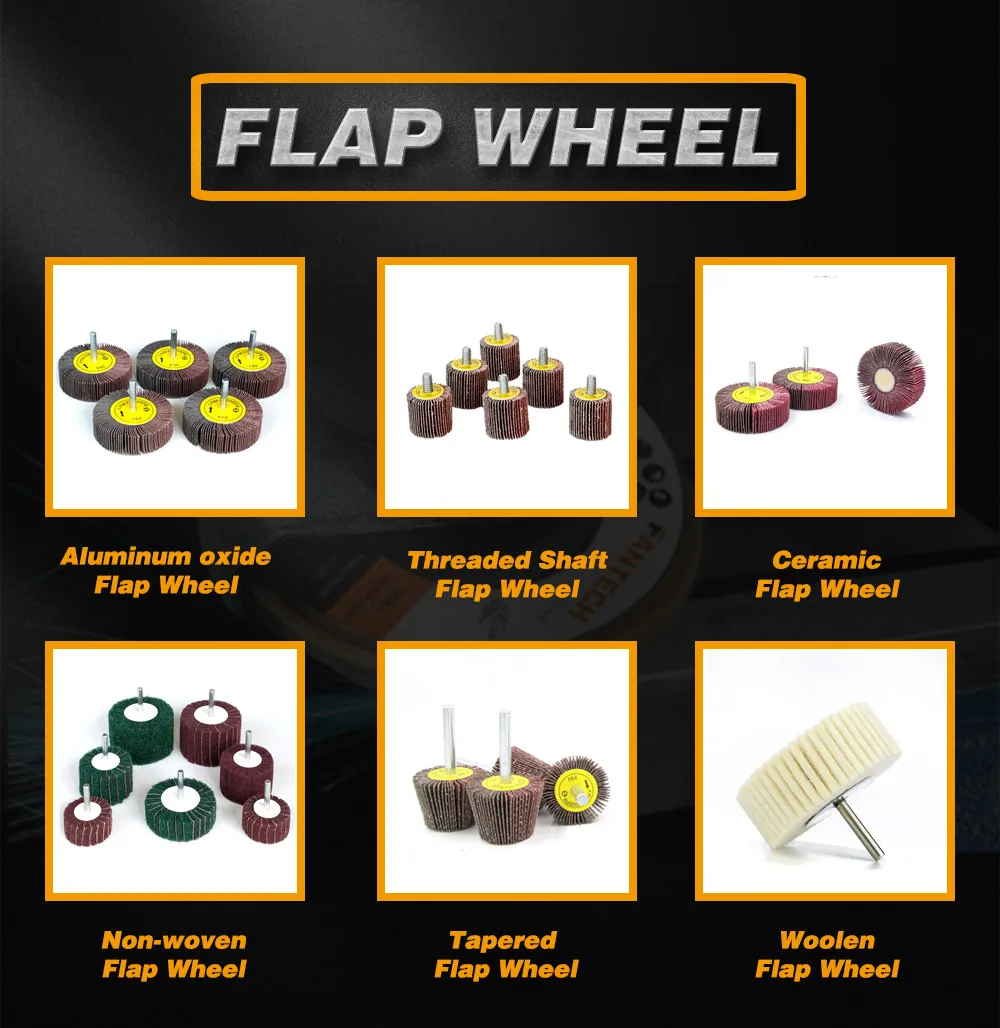 FANTECH 25*25*6.35mm Aluminum Oxide Sanding Cloth Spindle Mounted Flap Wheels With Shaft Or Shank