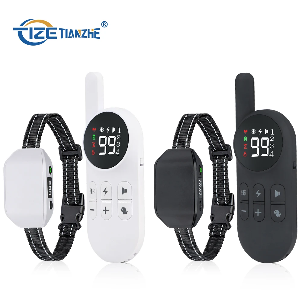 
OEM 1000 feet TIZE Control remote pet anti barking collar Electric Shock Training Collar Bark Stop E collar for 4 dog training 
