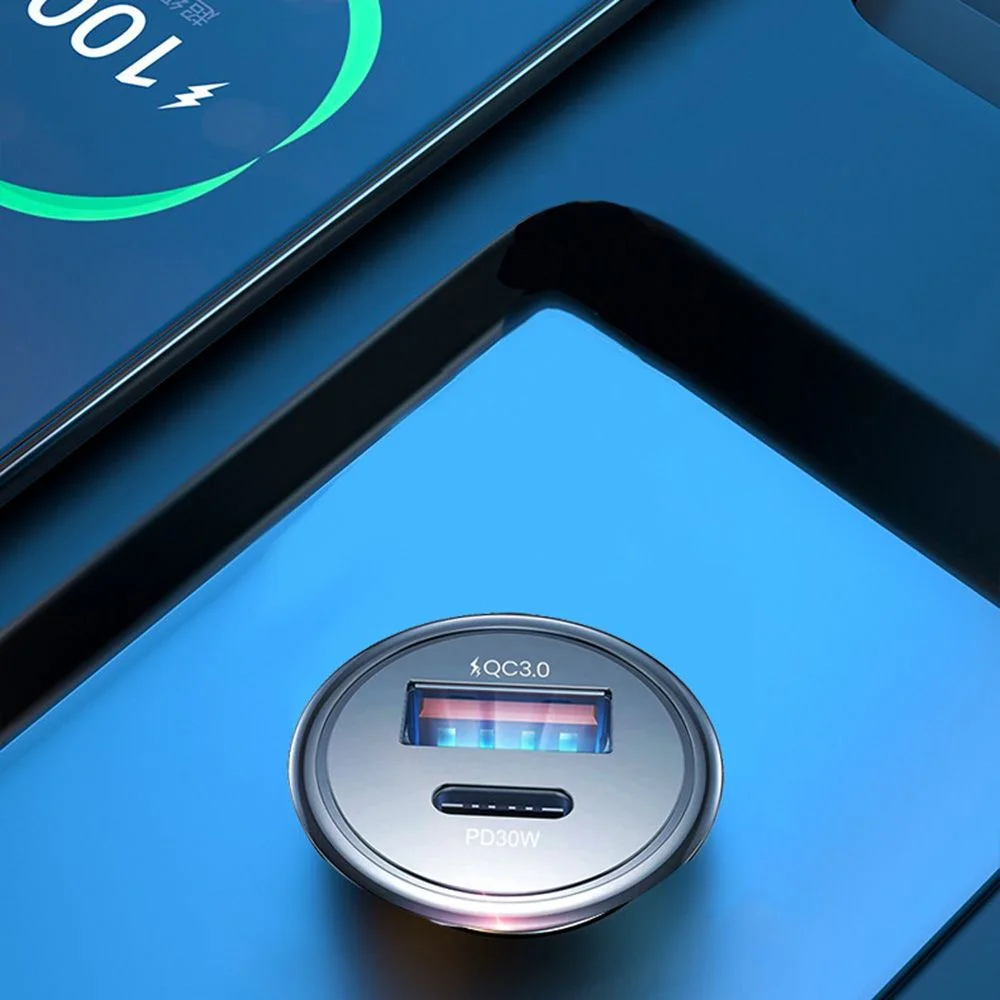 For iPhone For Samsung Dual Ports Type C QC3.0 48W Travel USB Car Charger Phone PD Charger Quick Charger Car Adapter