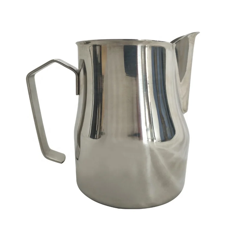 
Making Cappuccino 650ML Stainless Steel Mirror Surface Milk Bubble Mug Cusp Mouth Cup Fancy Embossed Milk Jar 