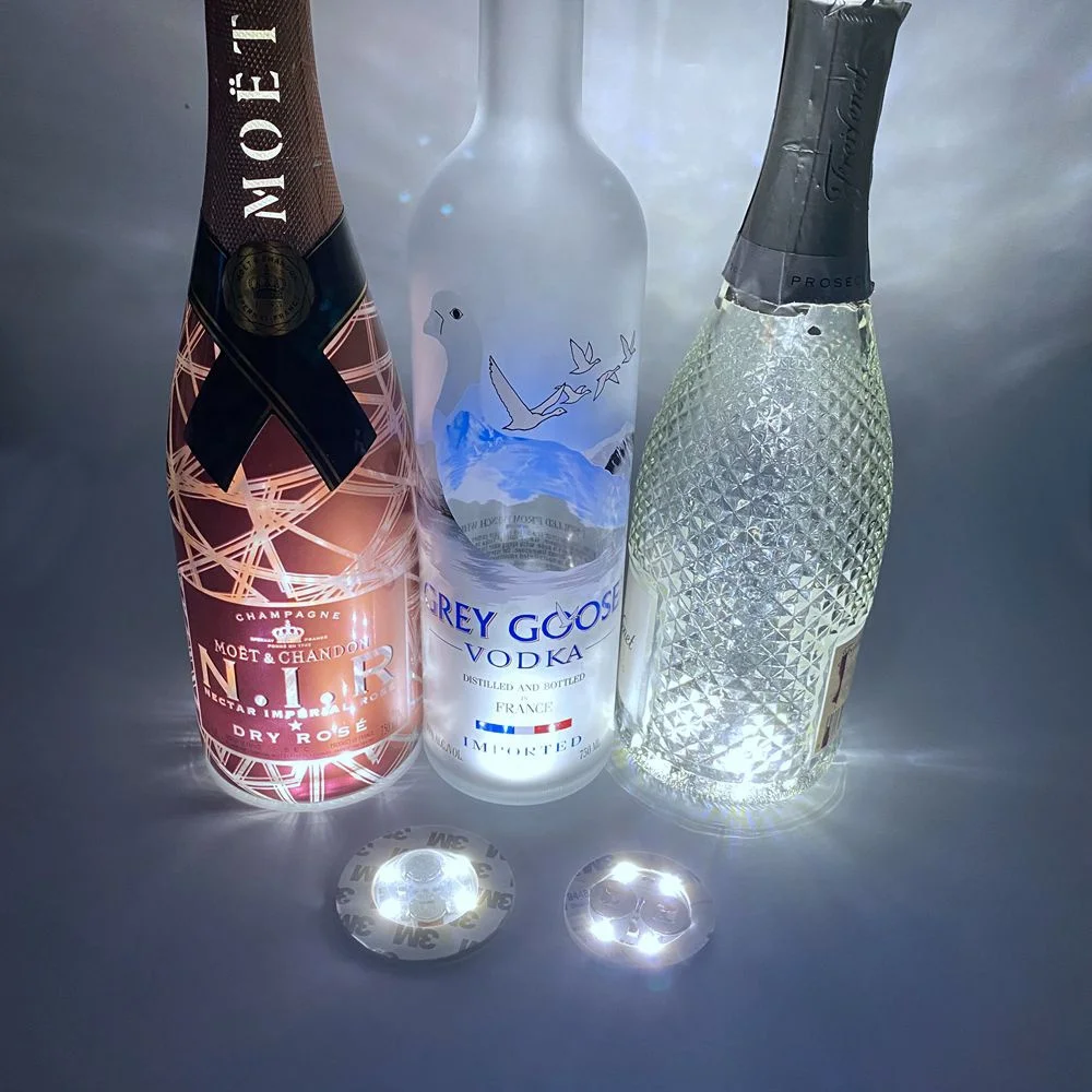 Bar party customized colorful LED cup coaster waterproof adhesive LED pad sticker LED bottle light pad for champagne vodka