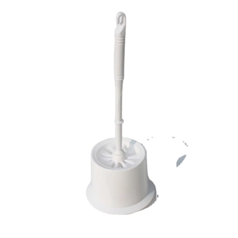 Plastic toilet cleaning brush with round stand