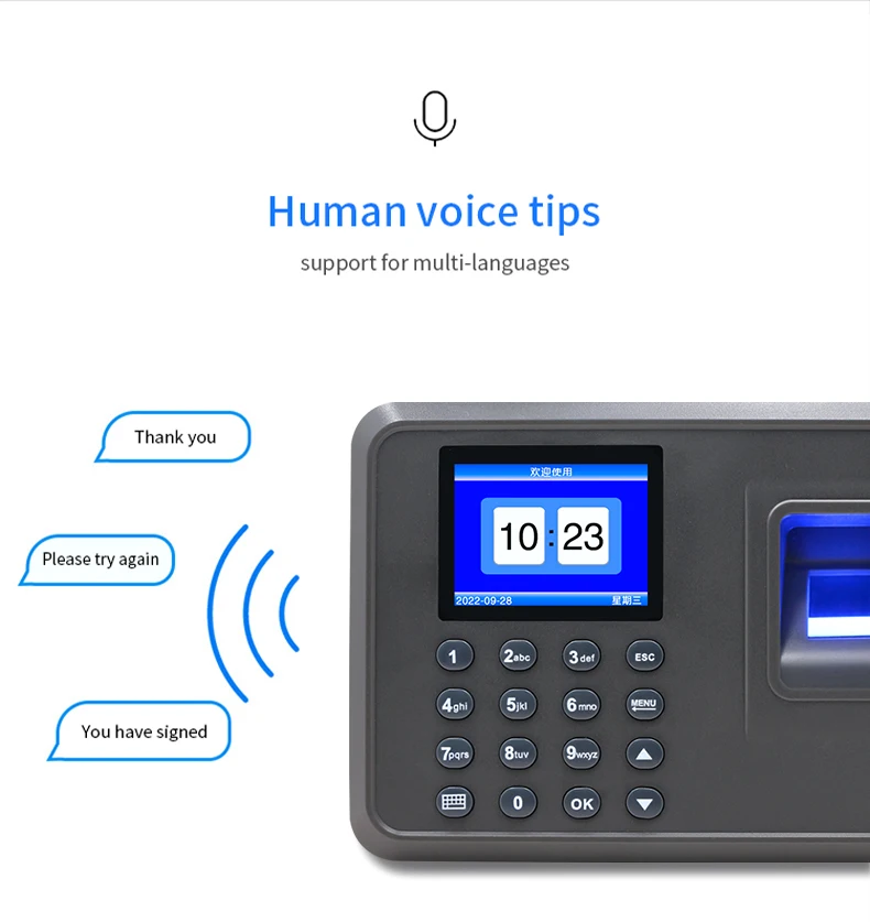 Smart Muti-language Passwords Time  Attendance  Machine  USB/Disk Biometric Fingerprint Recognition  For Business F05