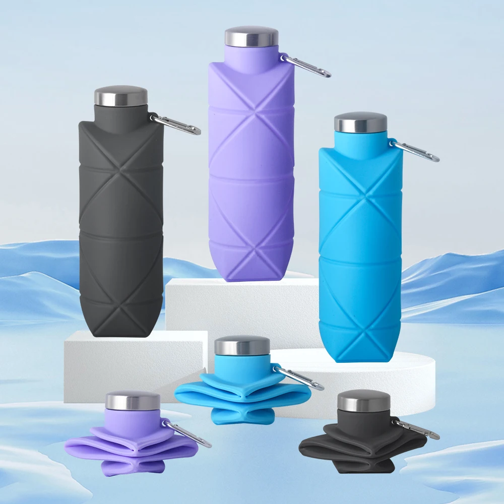 OUYADA Outdoor Sports Foldable Water Bottle Reusable BPA Free Silicone Collapsible Water Bottle For Travel Gym Camping Hike